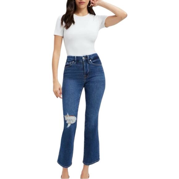 NWT Good American Good Legs Cropped Mini Boot Jeans Size 6/28 Retail $145 - Picture 1 of 6
